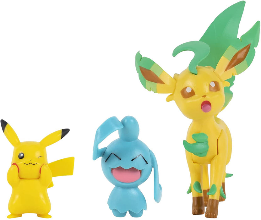 Pokemon - Battle Figure 3-Figure Pack - Pikachu, Wynaut & Leafon